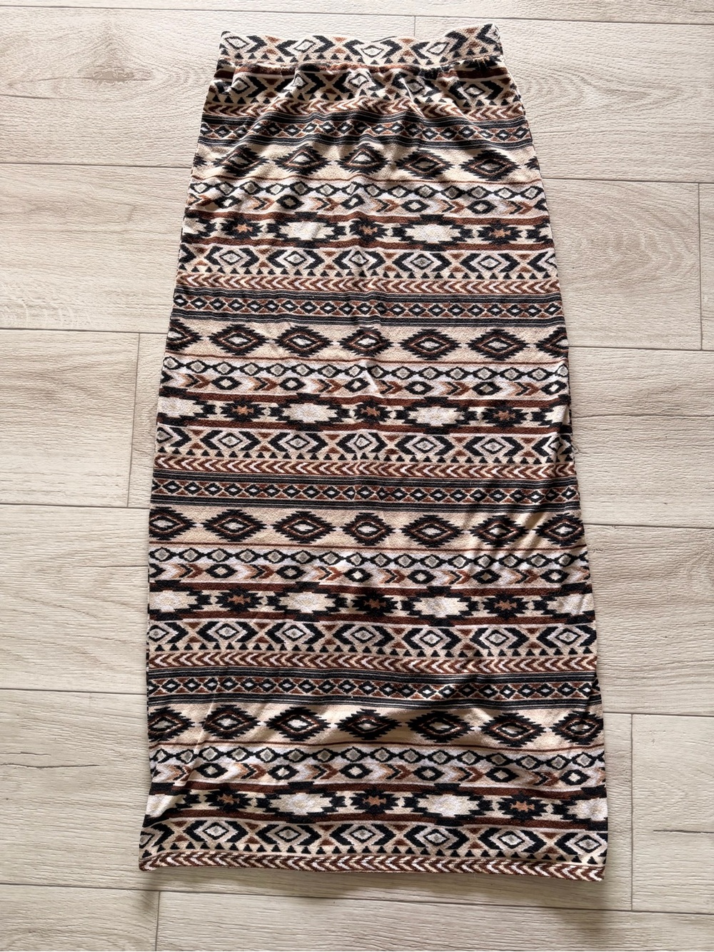 Bobbie Brooks Beige and Brown Aztec Maxi Skirt